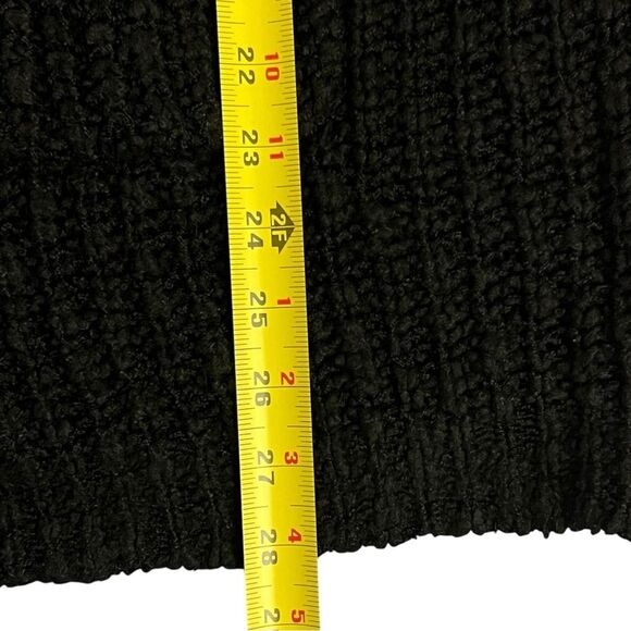 POL Black Chunky Knit Sweater Size M Patch Pockets Oversized Cozy Boho Relaxed - Picture 7 of 10